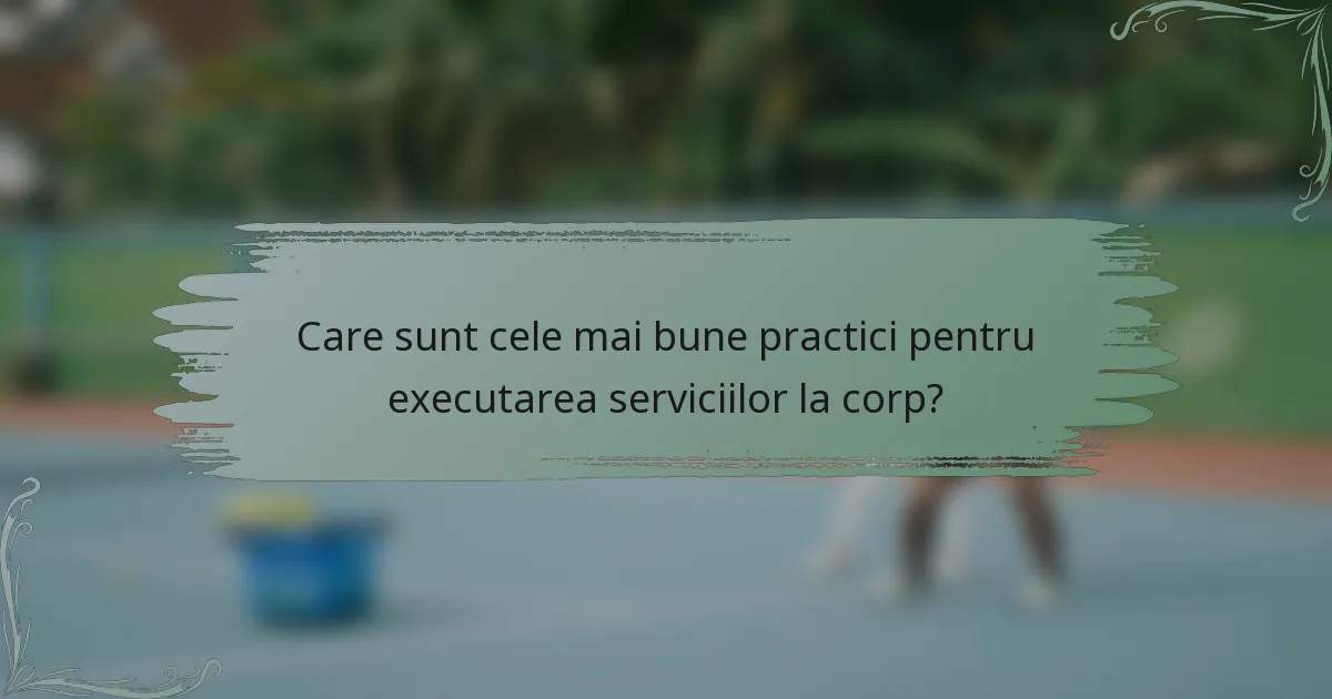 Care sunt cele mai bune practici pentru executarea serviciilor la corp?