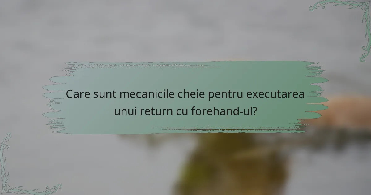 Care sunt mecanicile cheie pentru executarea unui return cu forehand-ul?