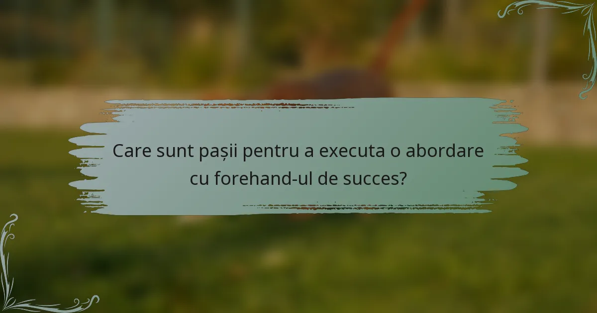 Care sunt pașii pentru a executa o abordare cu forehand-ul de succes?