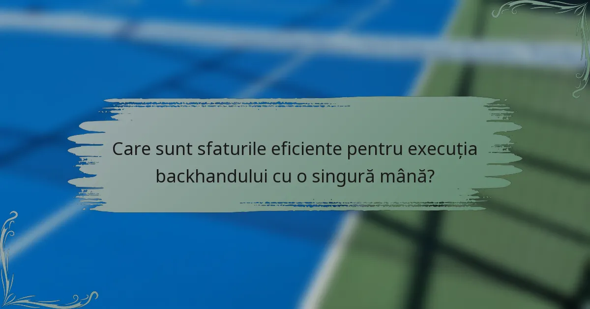 Care sunt sfaturile eficiente pentru execuția backhandului cu o singură mână?