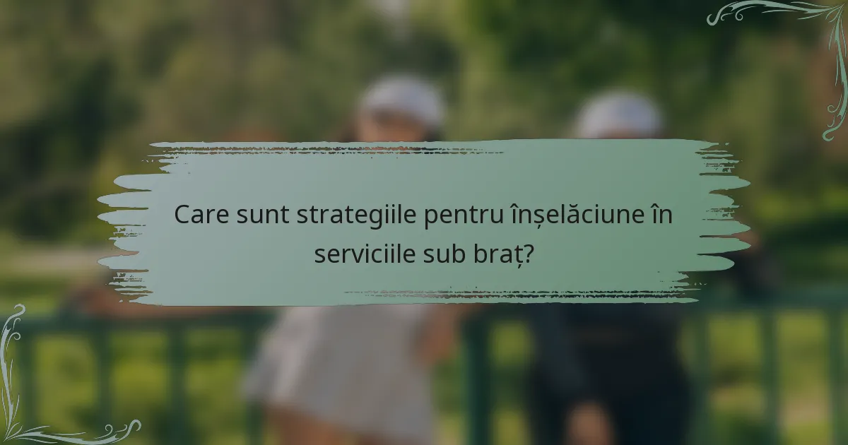 Care sunt strategiile pentru înșelăciune în serviciile sub braț?