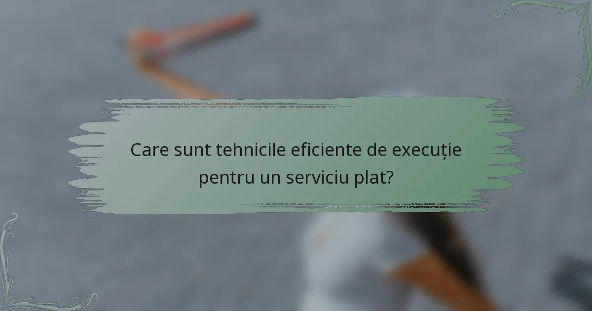 Care sunt tehnicile eficiente de execuție pentru un serviciu plat?