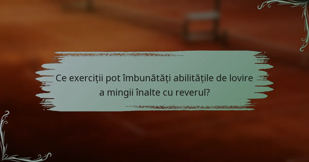 Ce exerciții pot îmbunătăți abilitățile de lovire a mingii înalte cu reverul?