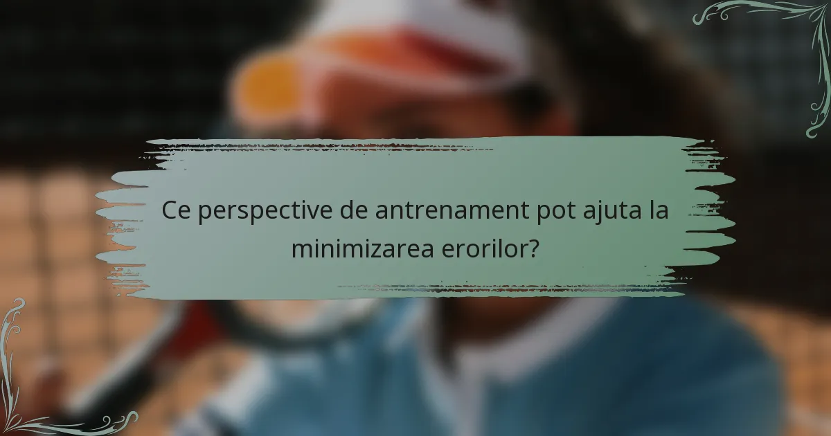 Ce perspective de antrenament pot ajuta la minimizarea erorilor?