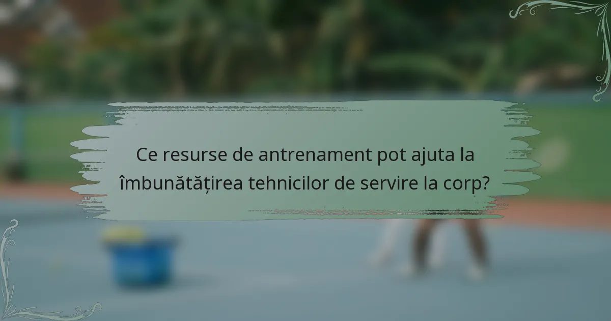 Ce resurse de antrenament pot ajuta la îmbunătățirea tehnicilor de servire la corp?