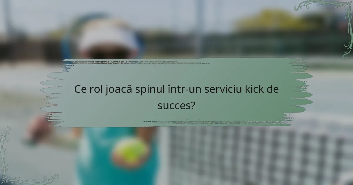 Ce rol joacă spinul într-un serviciu kick de succes?
