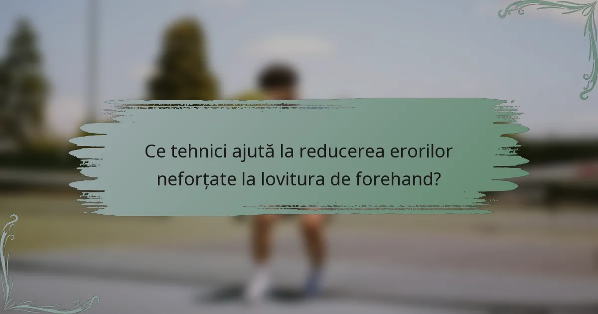 Ce tehnici ajută la reducerea erorilor neforțate la lovitura de forehand?