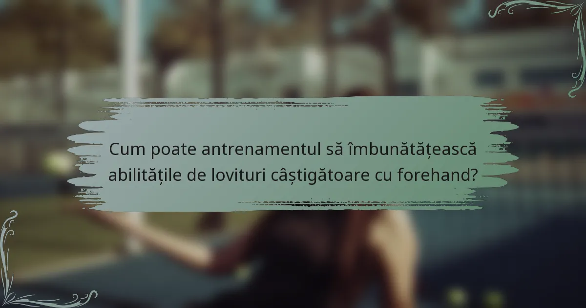 Cum poate antrenamentul să îmbunătățească abilitățile de lovituri câștigătoare cu forehand?