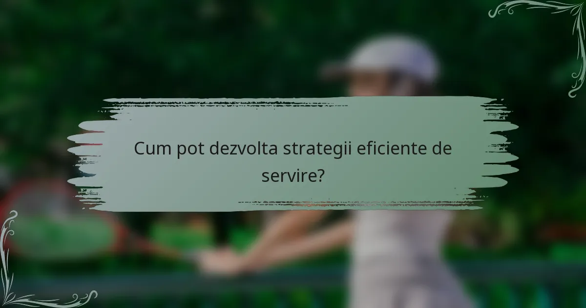 Cum pot dezvolta strategii eficiente de servire?