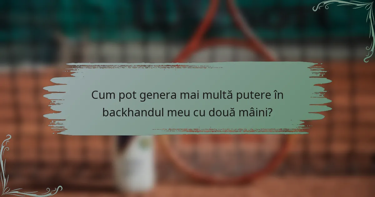 Cum pot genera mai multă putere în backhandul meu cu două mâini?