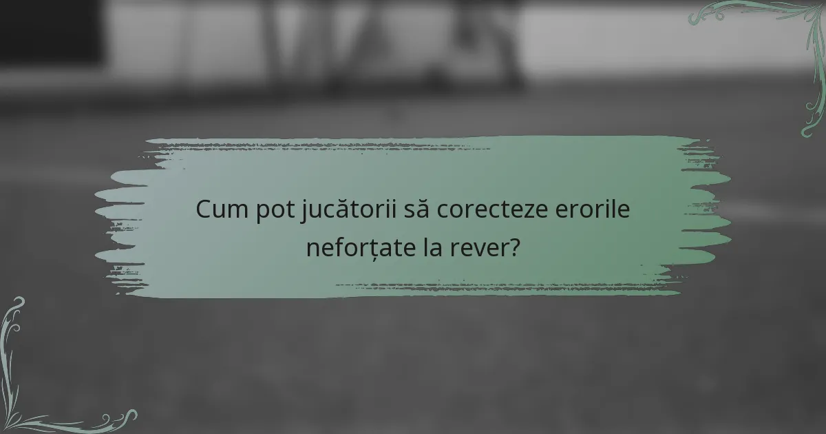 Cum pot jucătorii să corecteze erorile neforțate la rever?