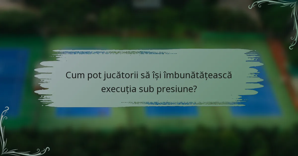 Cum pot jucătorii să își îmbunătățească execuția sub presiune?