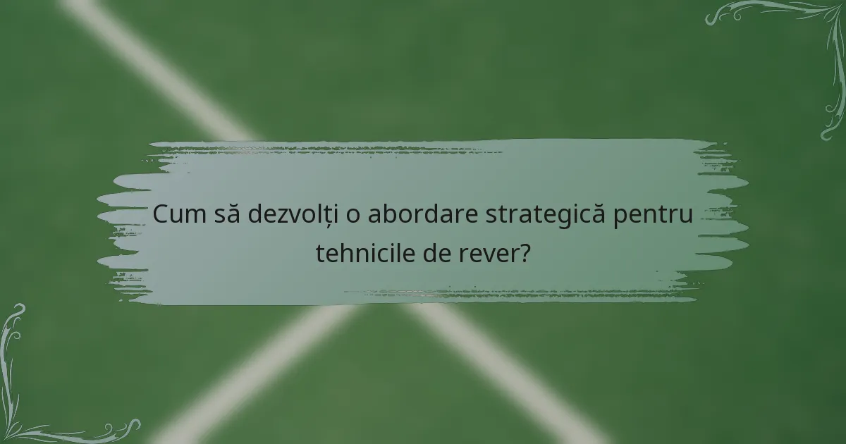 Cum să dezvolți o abordare strategică pentru tehnicile de rever?