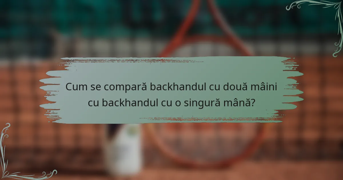 Cum se compară backhandul cu două mâini cu backhandul cu o singură mână?