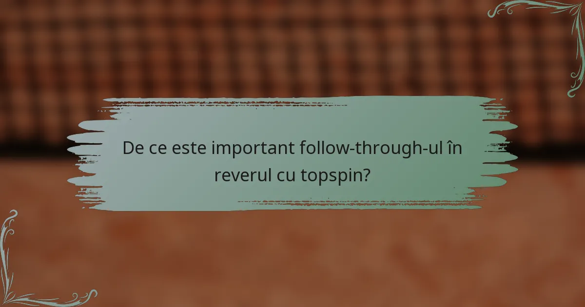 De ce este important follow-through-ul în reverul cu topspin?